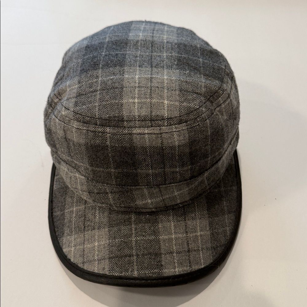 Pugs Women's Cadet Cap Hat Gray Plaid Wool Blend - Picture 2 of 5